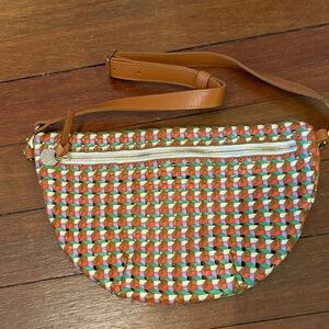Stylish Woven Crossbody Bag in Orange and Green